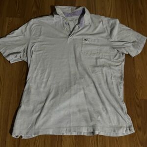 Vineyard Vines Light Gray and‎ White Polo